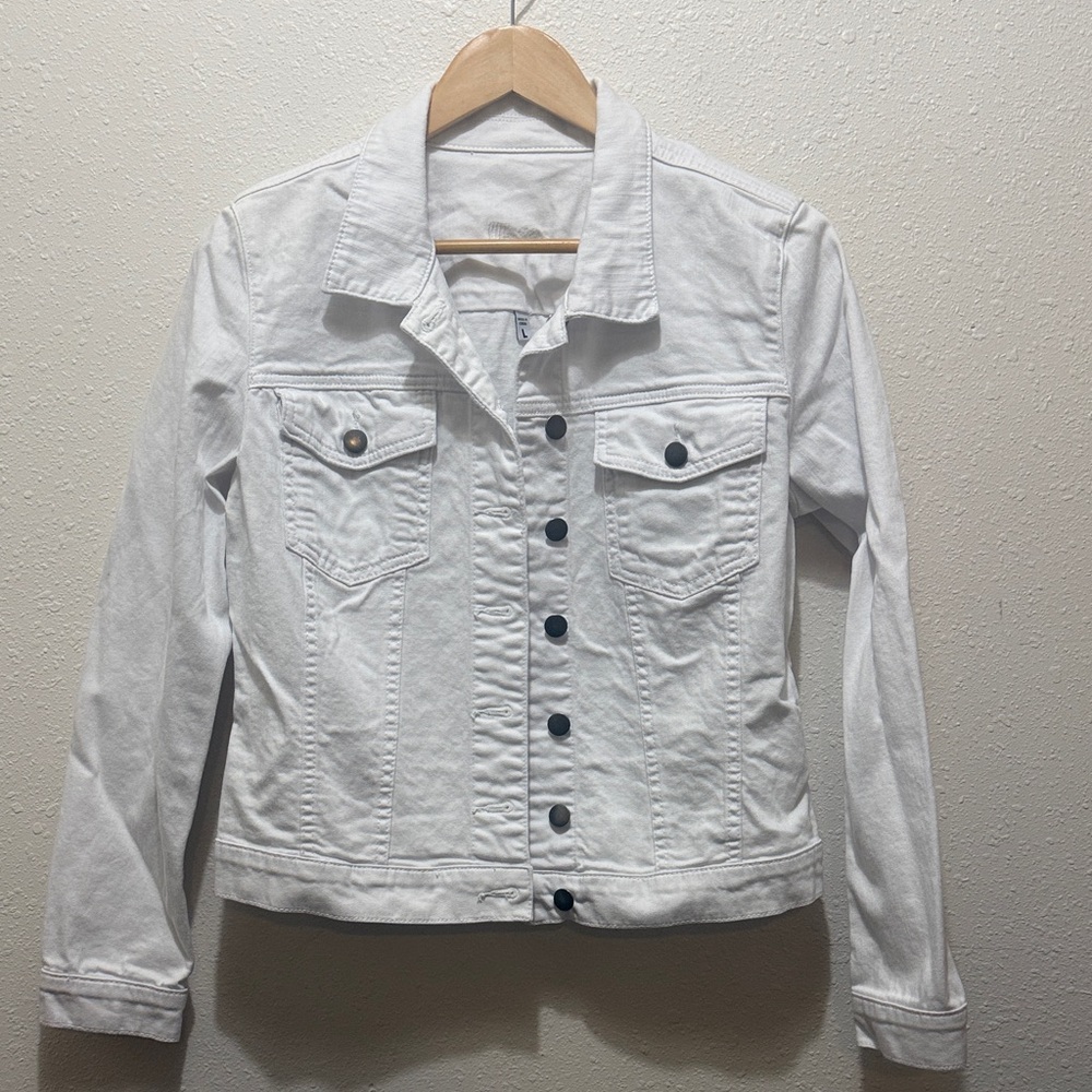 KUT Classic White Denim Jacket, Size L